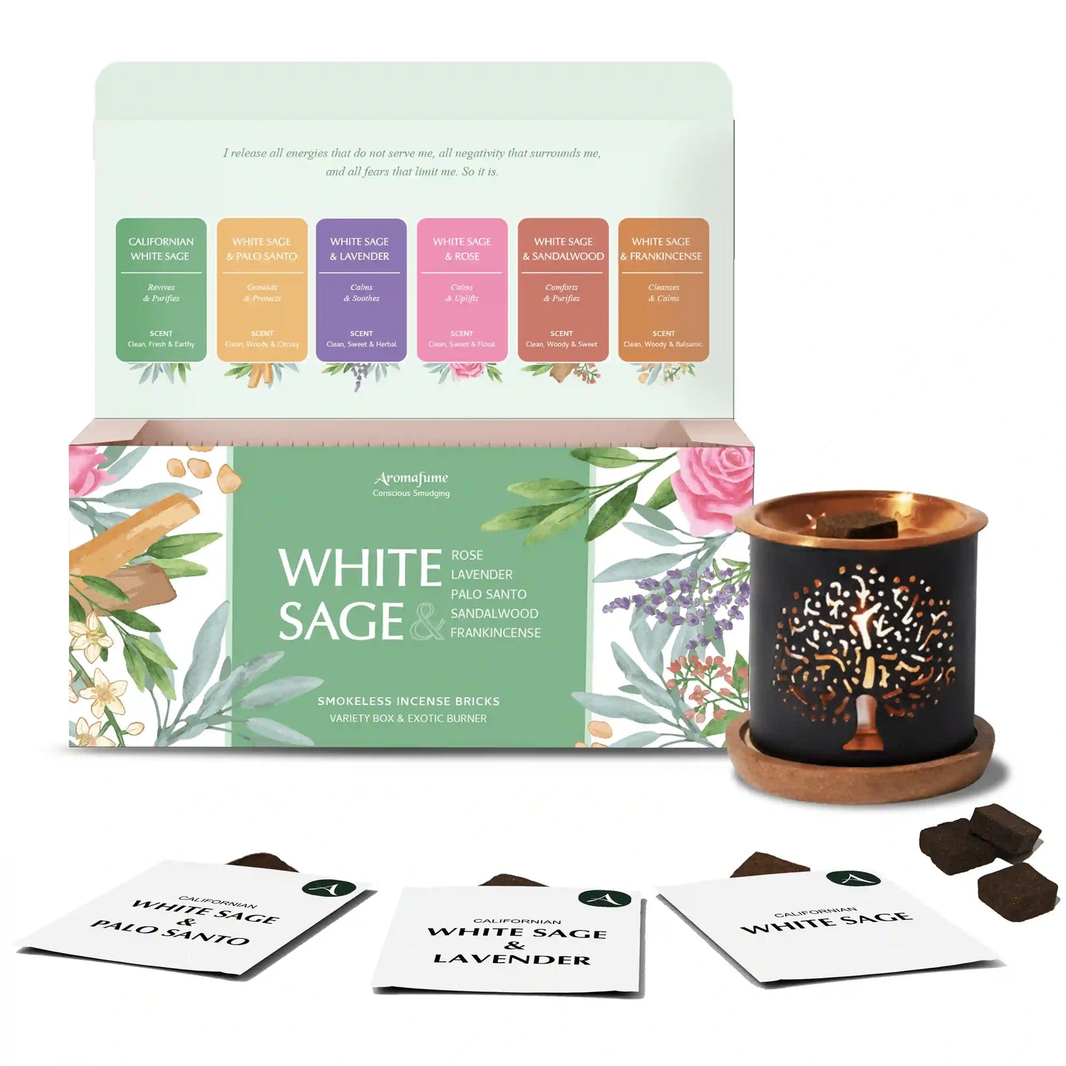White Sage Incense Bricks Gift Set & Starter Kit