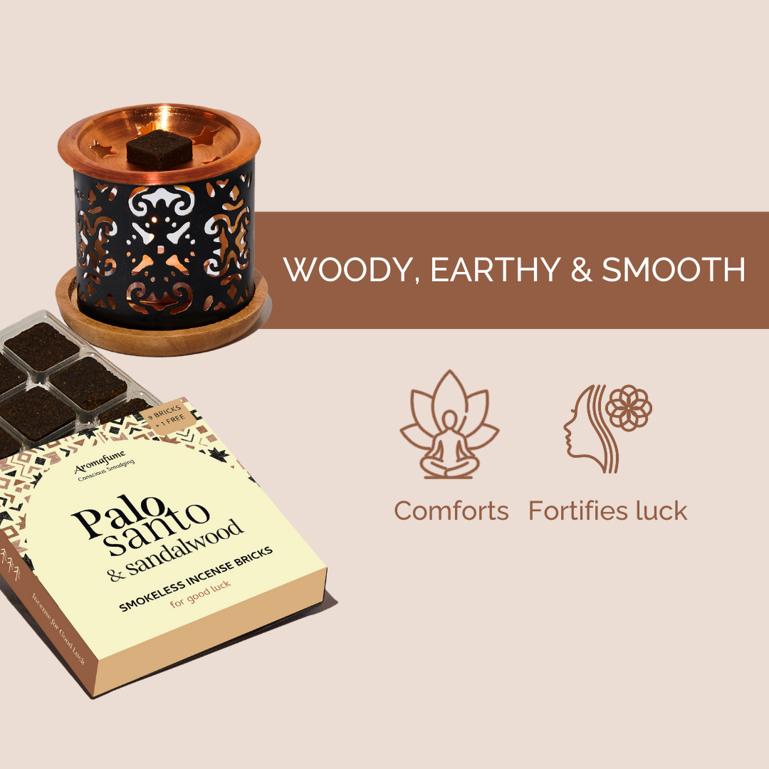 Palo Santo & Sandalwood Incense Bricks and Burner Set
