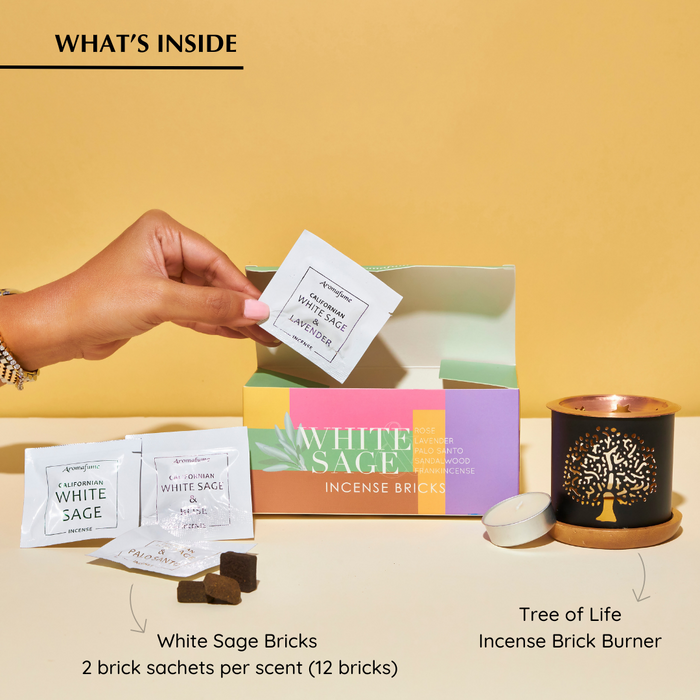 White Sage Incense Bricks Gift Set & Starter Kit