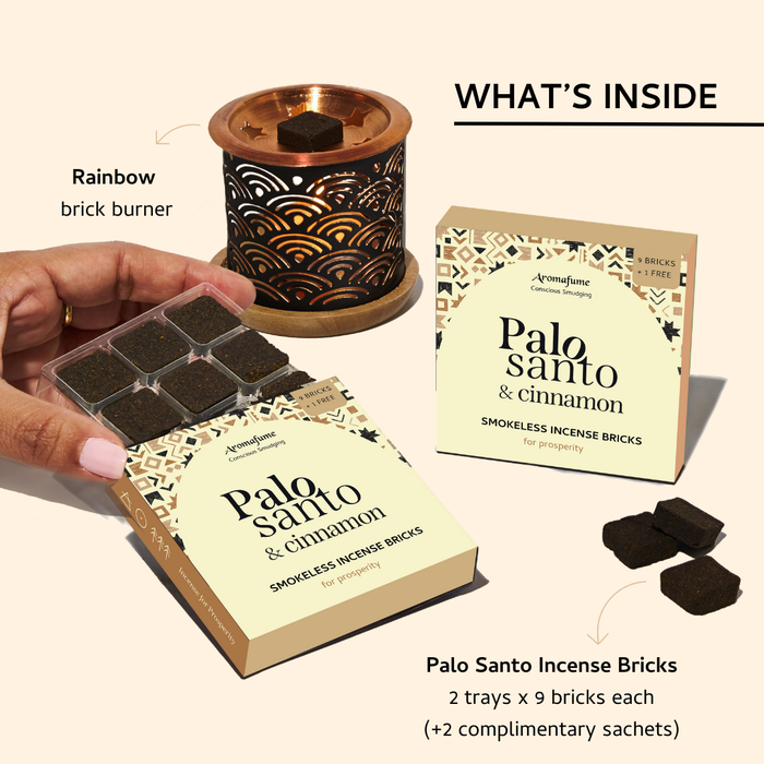 Palo Santo & Cinnamon Incense Bricks and Burner Set