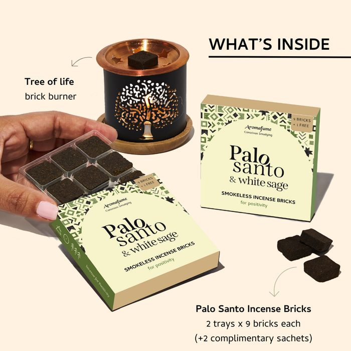 Palo Santo & White Sage Incense Bricks and Burner Set
