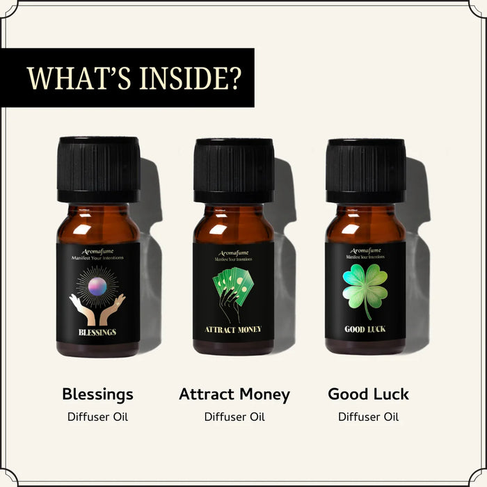 Set of 3 Fortune’s Favor Oils – Blessings, Attract Money & Good Luck. Infused with herbs for fortune & success.