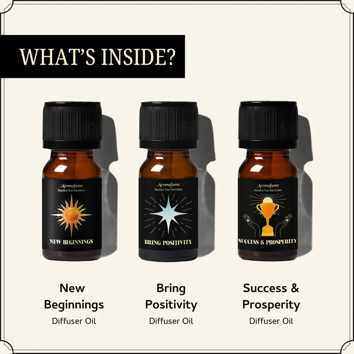 Set of 3 Golden Beginnings Oils – New Beginnings, Bring Positivity & Success. Designed for transformation & abundance.