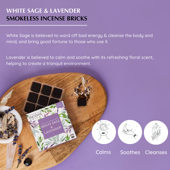 White Sage & Lavender Incense Bricks Refill Pack
