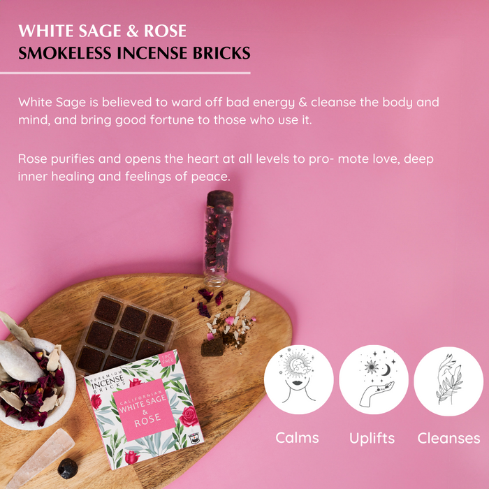 White Sage & Rose Incense Bricks Refill Pack