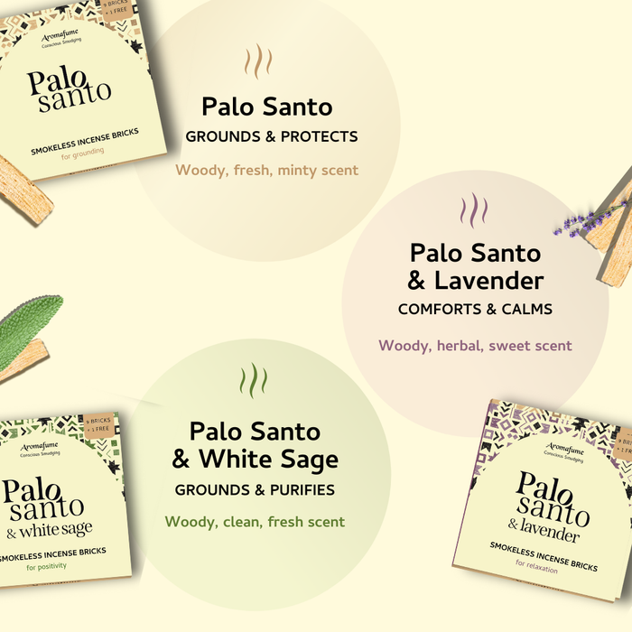 Palo Santo, Palo Santo & White Sage, Palo Santo & Lavender Incense Brick Refill Pack
