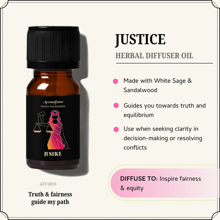 Justice Oil promotes fairness, clarity & truth, helping to align your energy with balance & integrity.