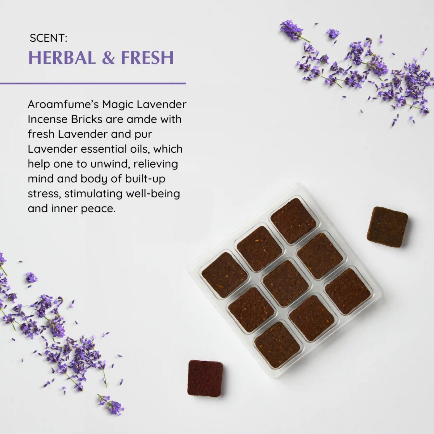 Magic Lavender Incense Bricks are made with fresh Lavender and Pure Lavender Essential Oil - helps in unwinding and stimulating inner peace