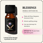 The Blessings Oil attracts divine favor, invites good fortune, and fills your space with uplifting, positive vibrations.