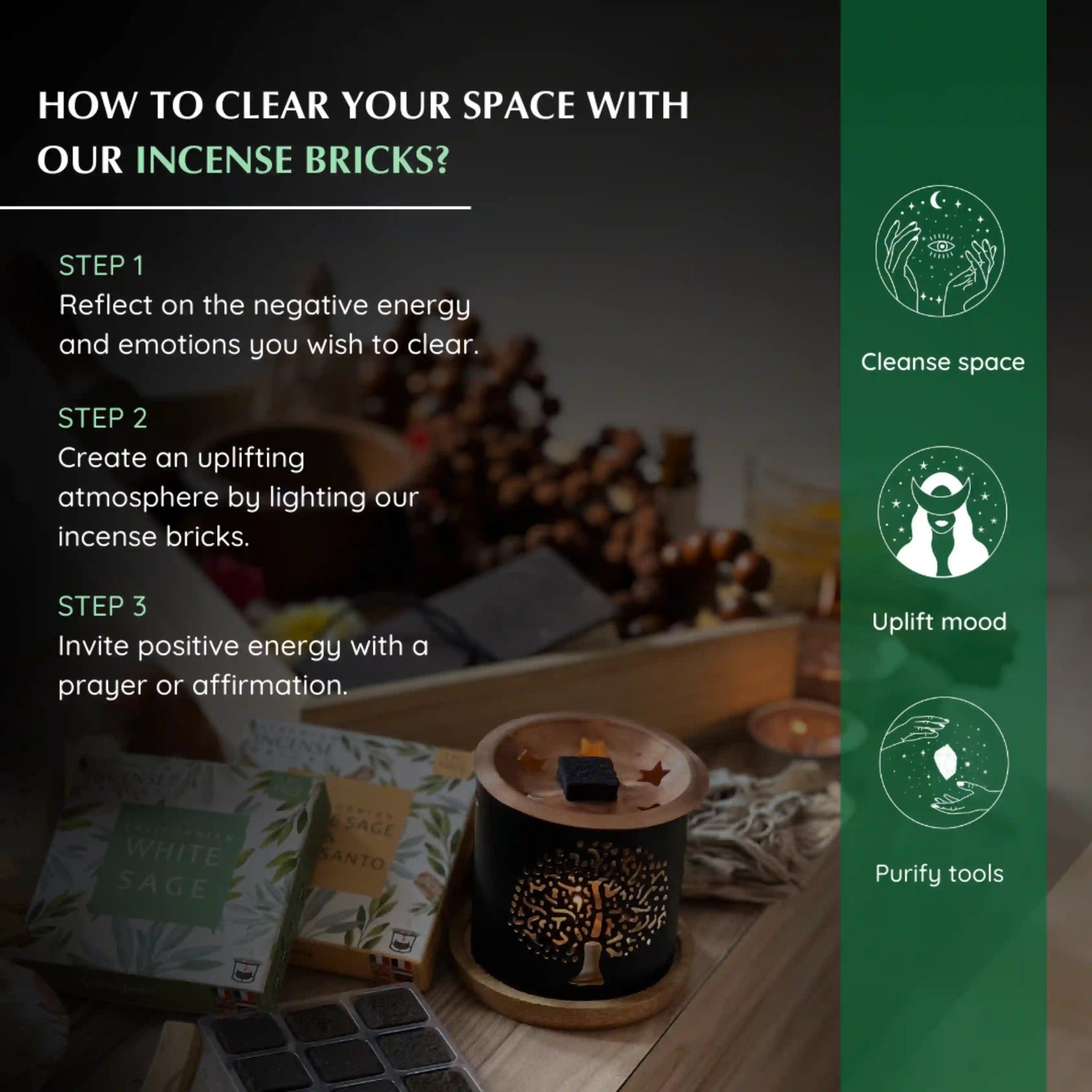 Smokeless Incense Bricks - easy to use, smokeless, long masting and made with ethically sourced essential oils