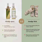 White Sage smudge spray is smokeless and leaves no mess and easy to use. It is made with ethically sourced essential oils
