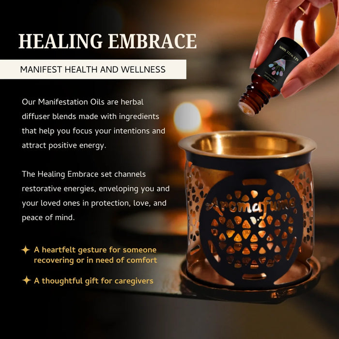 Healing Embrace Oils restore well-being, nurture love & offer protection—perfect for emotional & physical wellness.