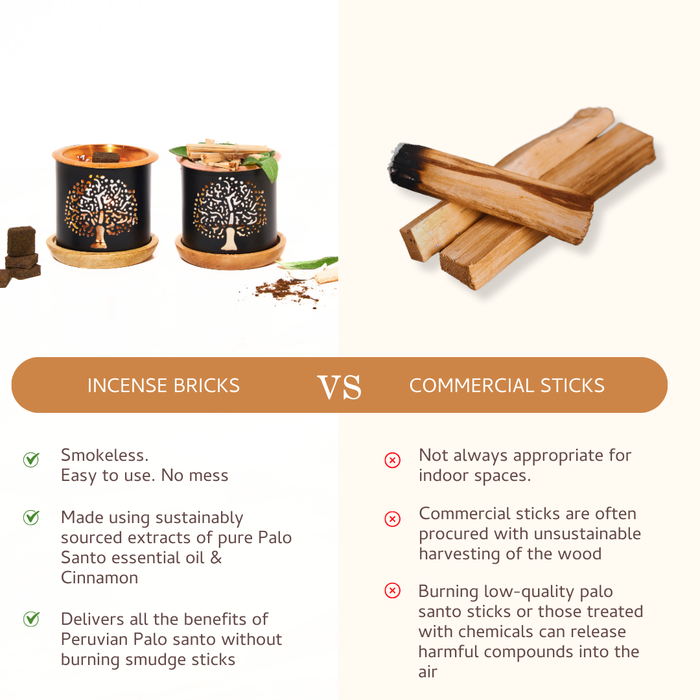 Palo Santo & Cinnamon Incense Bricks and Burner Set