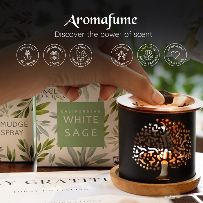 White Sage Incense Bricks Super Set & Tree Of Life Exotic Burner