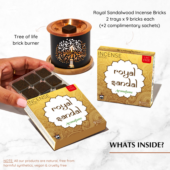 Royal Sandal Incense Bricks & Burner Set